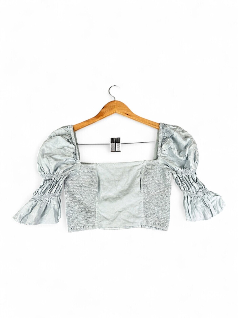 Urban Outfitters Puff Sleeve Smocked Crop Top S